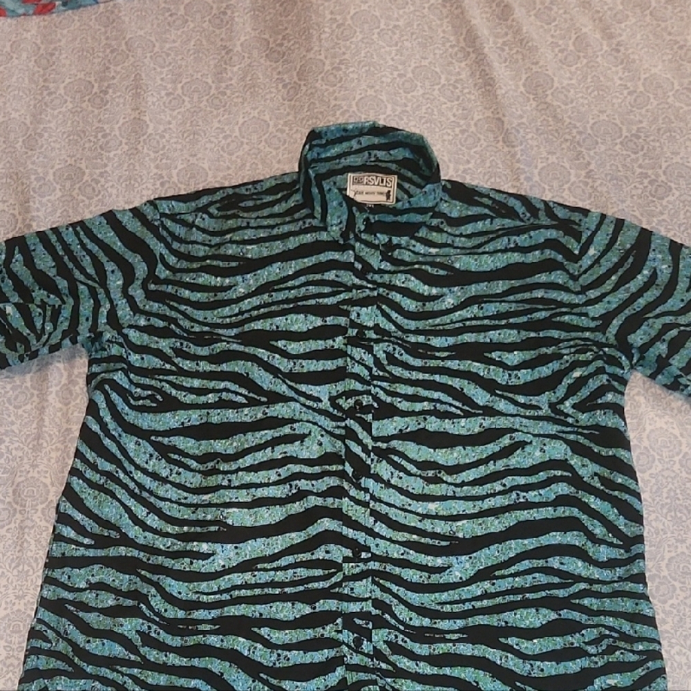 Men's Blue and Black Zebra Print Shirt